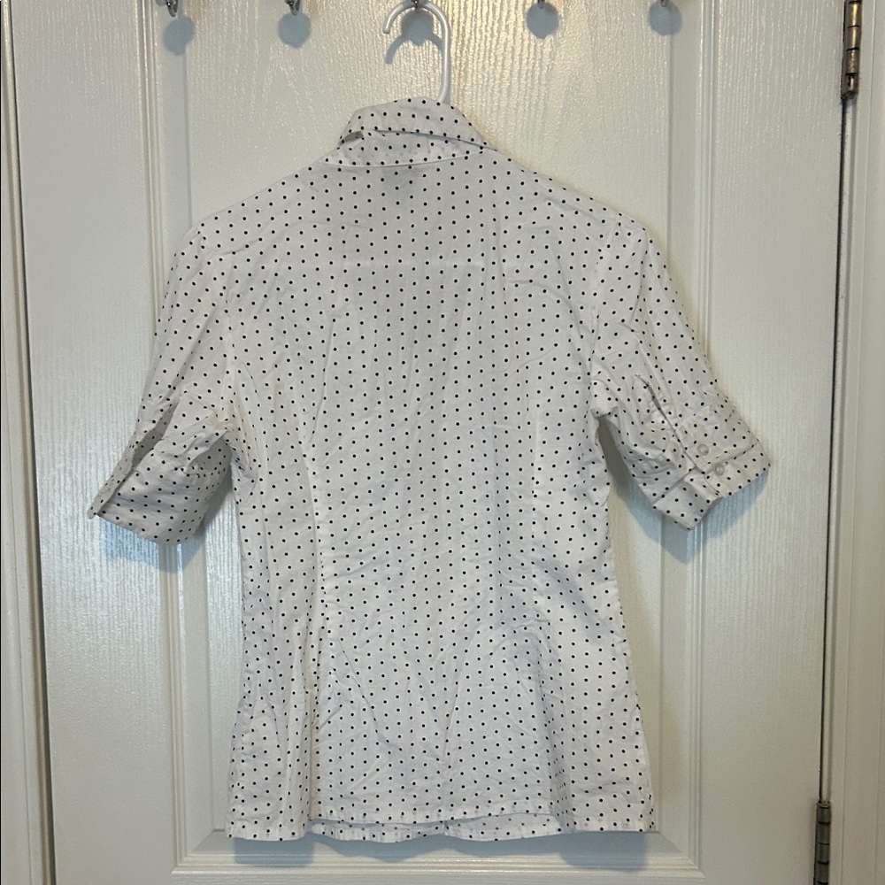 Wet Seal White Polka Dot Ruffle Front Blouse - Picture 5 of 5